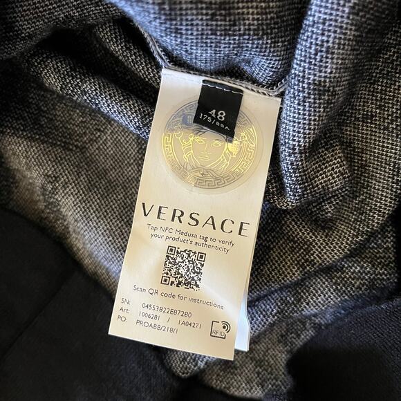 Versace El Greco Black White Jacquard Crew Neck Men's Pullover Sweater Size 48/M - Picture 5 of 7